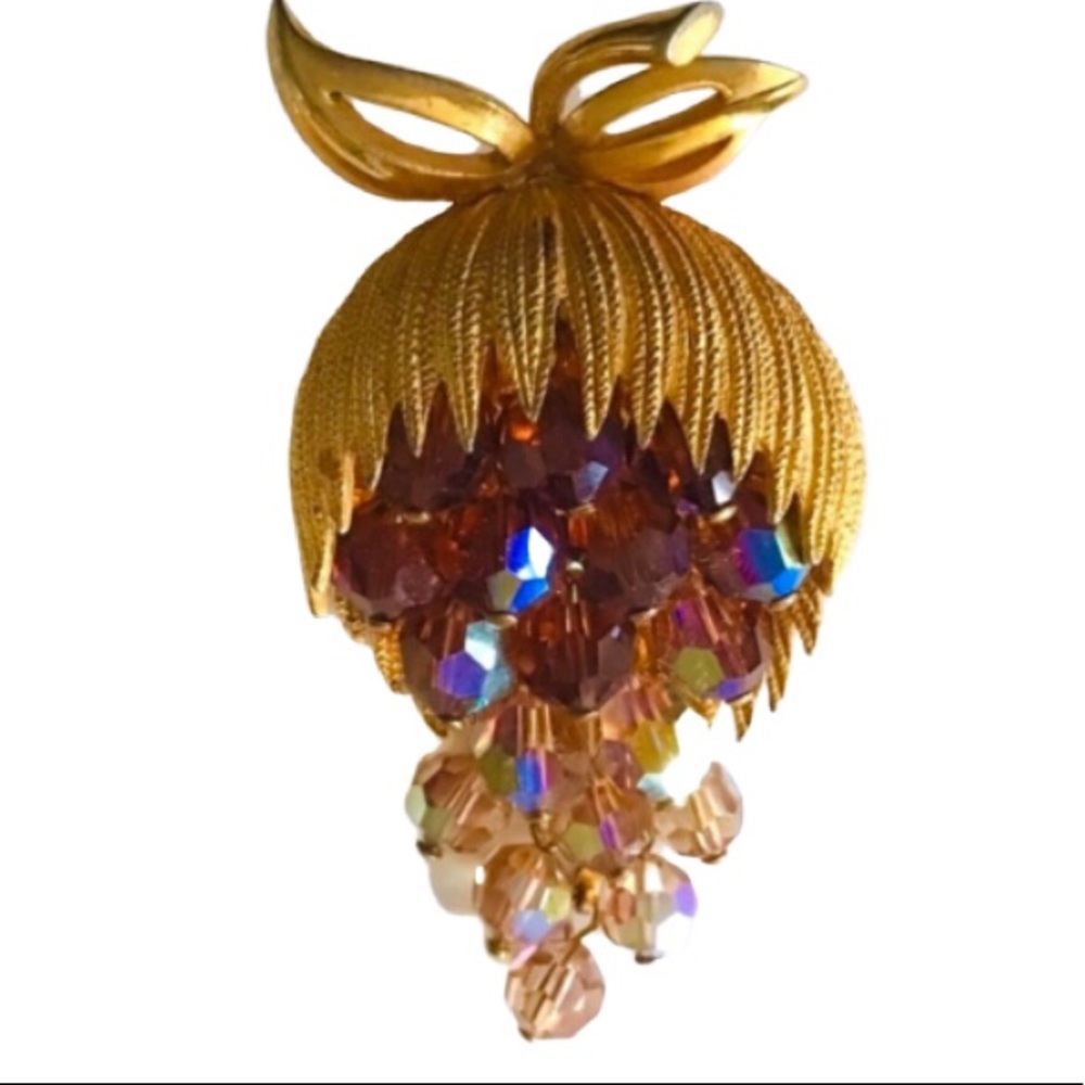 MCM Rhinestone Cornucopia Brooch